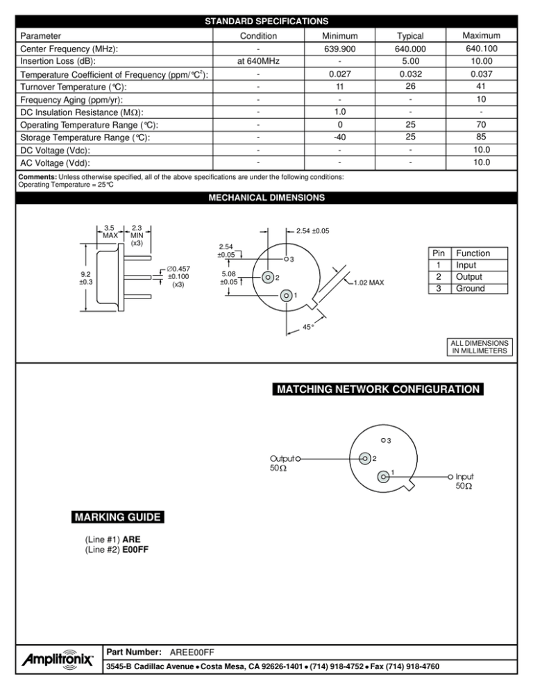 datasheet for AREE00FF by Amplitronix LLC datasheet for AREE00FF by Amplitronix LLC