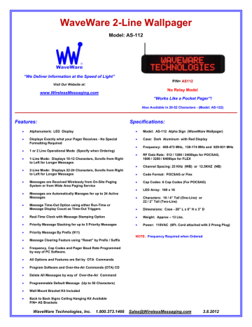 AS-112 Wallpager Brochure (Without Relay) AS-112 Wallpager Brochure (Without Relay)