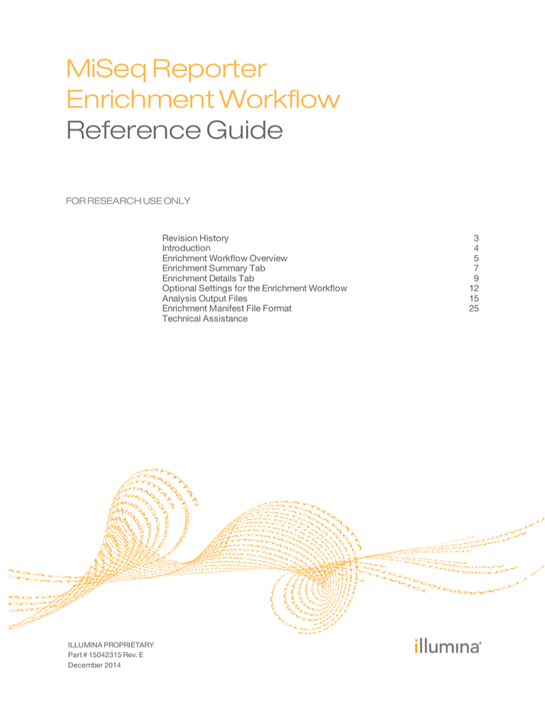 MiSeq Reporter Enrichment Workflow Reference Guide (15042315 Rev. E) MiSeq Reporter Enrichment Workflow Reference Guide (15042315 Rev. E)