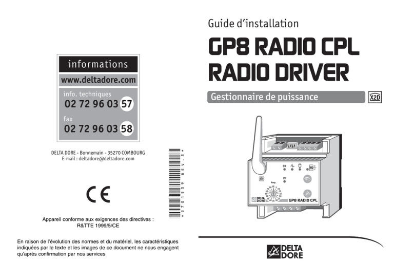PACK DRIVER 630 RADIO/CPL/FP Notice d'installation (976Ko) PACK DRIVER 630 RADIO/CPL/FP Notice d'installation (976Ko)