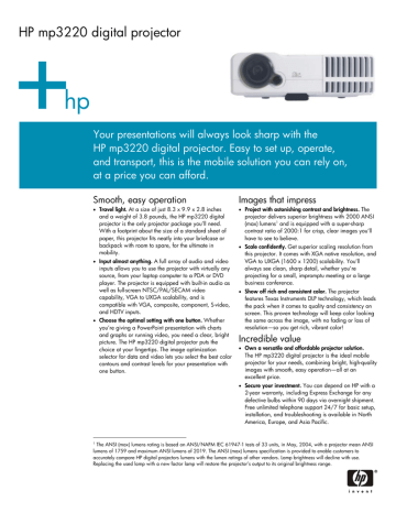HP mp3220 Product Sheet HP mp3220 Product Sheet