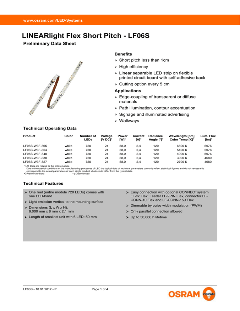 Picture for Datasheet LINEARlight Flex Short Pitch - LF06S Preliminary Data Sheet Picture for Datasheet LINEARlight Flex Short Pitch - LF06S Preliminary Data Sheet