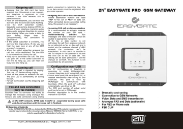 2N Easygate Pro GSM Controller Owner's Manual | Manualzz 2N Easygate Pro GSM Controller Owner's Manual | Manualzz