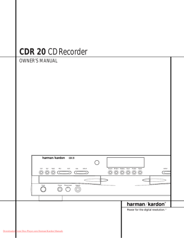 Harman Kardon CDR 2 Owner's manual Harman Kardon CDR 2 Owner's manual