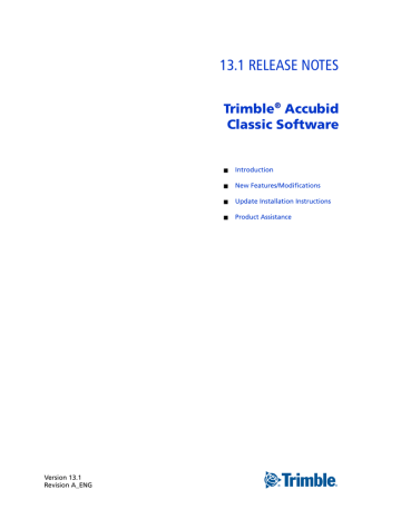 13.1 RELEASE NOTES Trimble Accubid Classic Software | Manualzz 13.1 RELEASE NOTES Trimble Accubid Classic Software | Manualzz