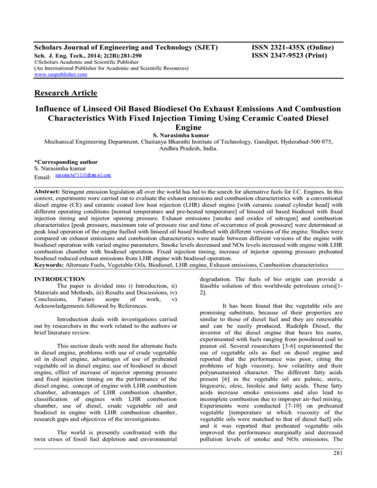 Scholars Journal of Engineering and Technology (SJET) ISSN 2321-435X (Online) Scholars Journal of Engineering and Technology (SJET) ISSN 2321-435X (Online)