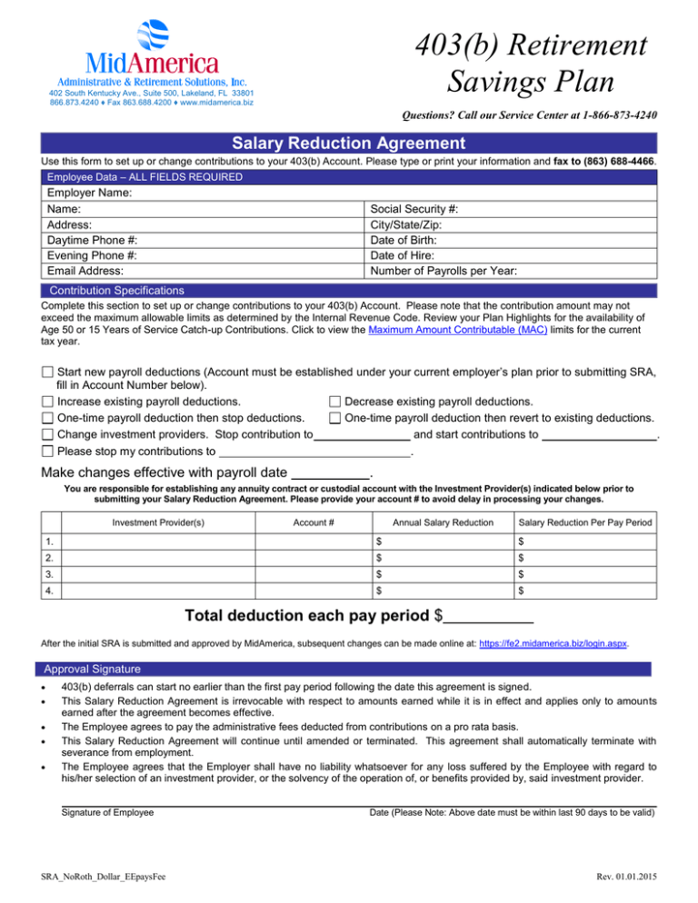 403(b) Retirement Savings Plan 403(b) Retirement Savings Plan