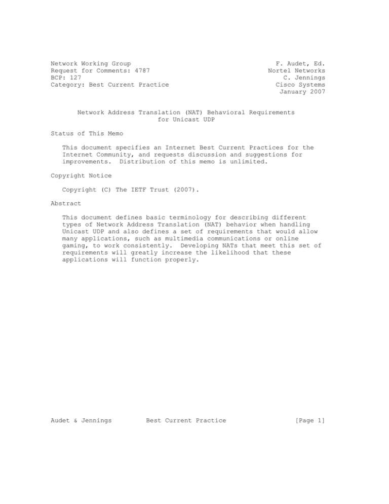 rfc4787.txt rfc4787.txt