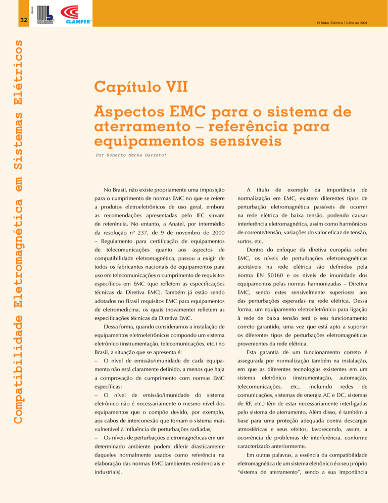 Capítulo VII Aspectos EMC para o sistema de aterramento – referência para Capítulo VII Aspectos EMC para o sistema de aterramento – referência para