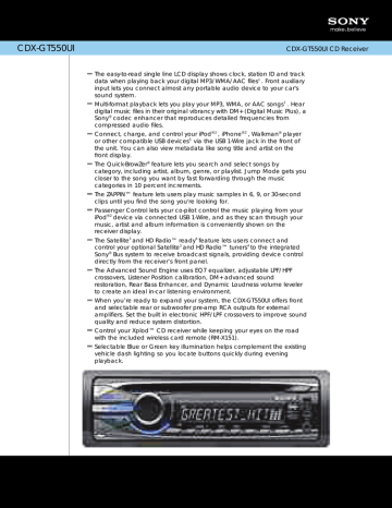 CDXGT550UI MFG SPEC SHEET CDXGT550UI MFG SPEC SHEET