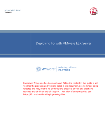 Deploying F5 with VMware ESX Server | Manualzz Deploying F5 with VMware ESX Server | Manualzz