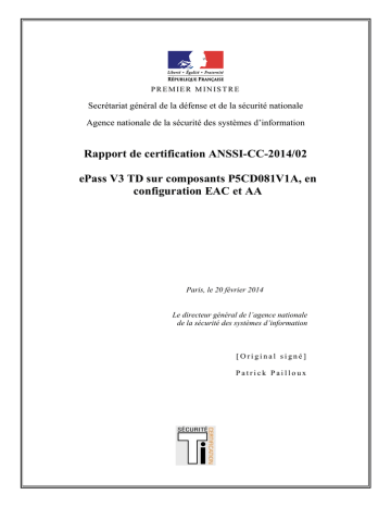 Certification Report: ANSSI-CC_2014 Certification Report: ANSSI-CC_2014