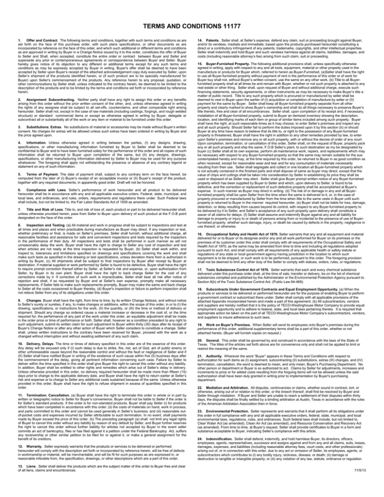 TWMC P.O. Terms and Conditions TWMC P.O. Terms and Conditions