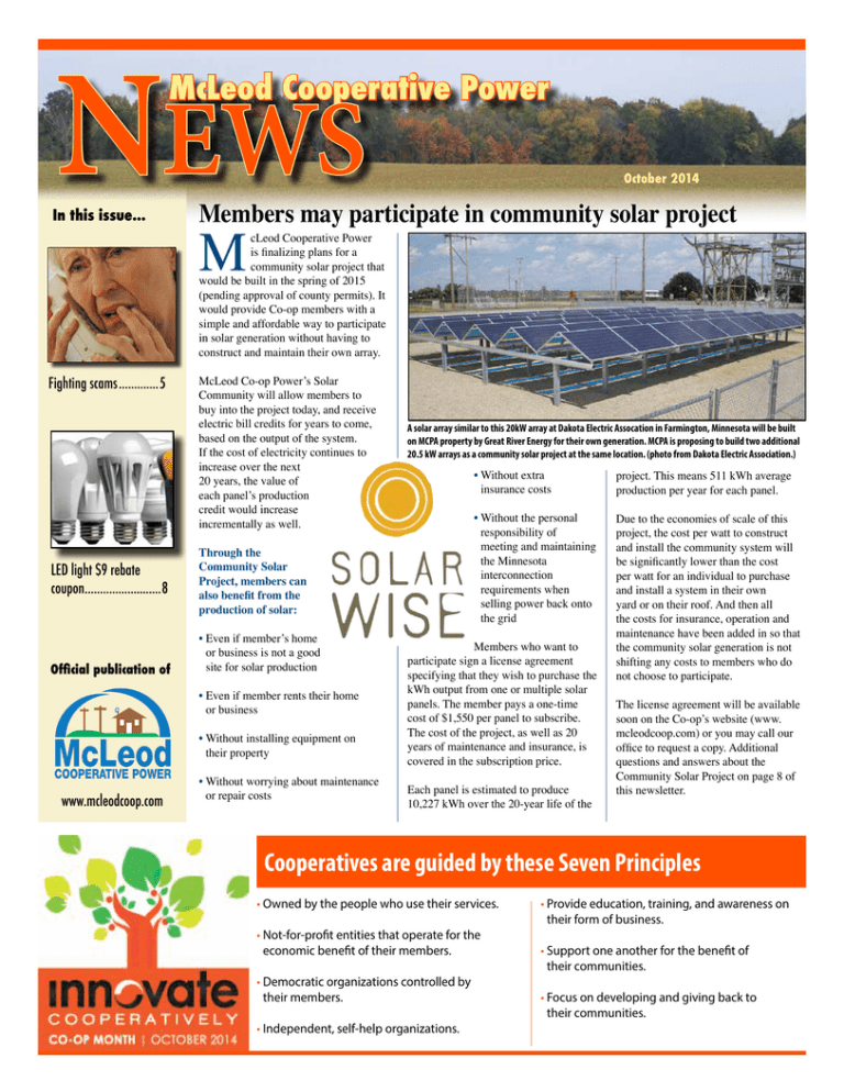 Mcleod Cooperative Power Monthly Newsletter Mcleod Cooperative Power Monthly Newsletter