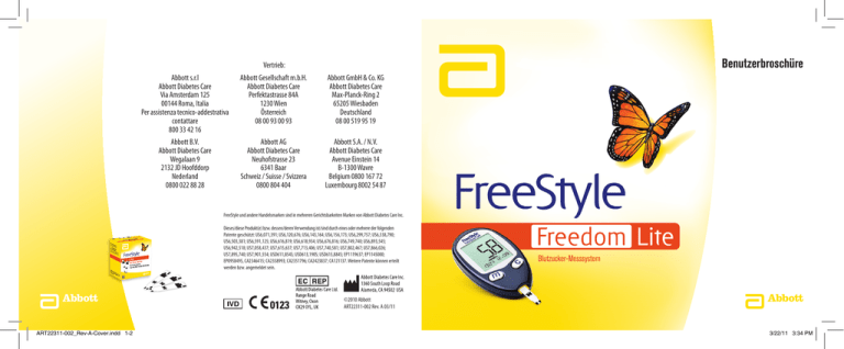 FreeStyle Freedom Lite Benutzerbroschüre mmol FreeStyle Freedom Lite Benutzerbroschüre mmol