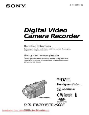 Sony DCR-TRV900E User Guide Manual Pdf Sony DCR-TRV900E User Guide Manual Pdf