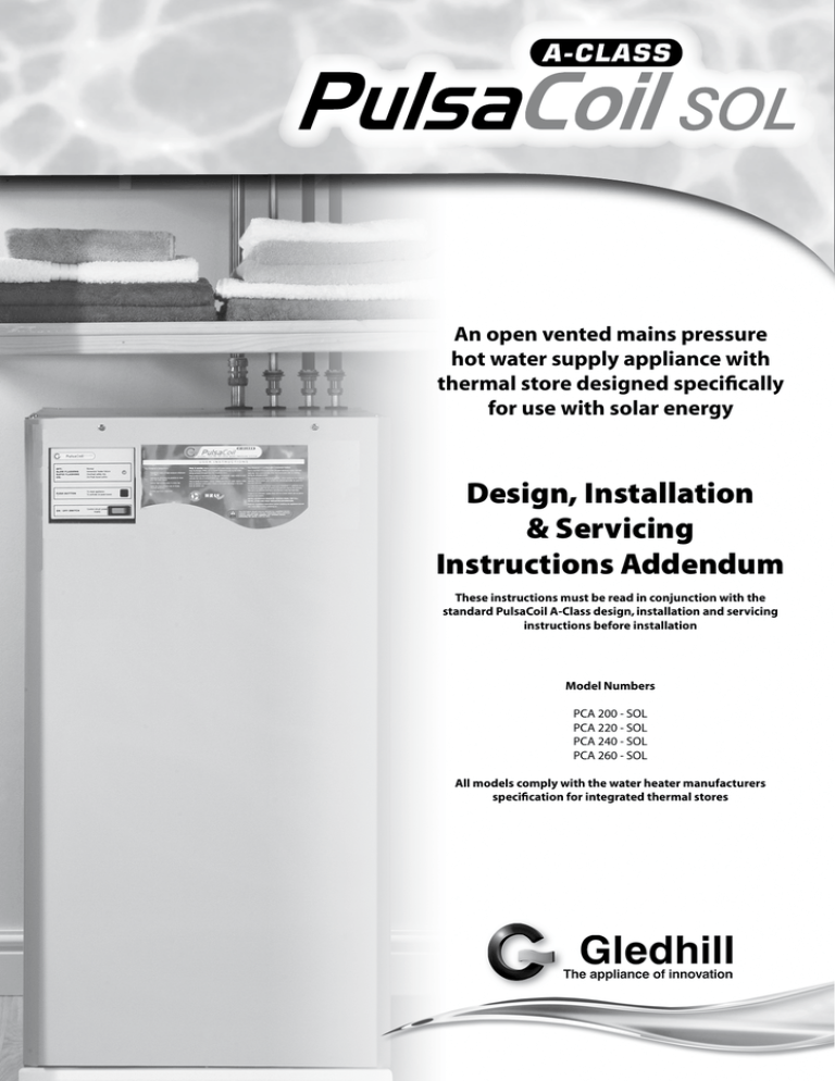 Gledhill PulsaCoil A-Class SOL Owner's manual Gledhill PulsaCoil A-Class SOL Owner's manual
