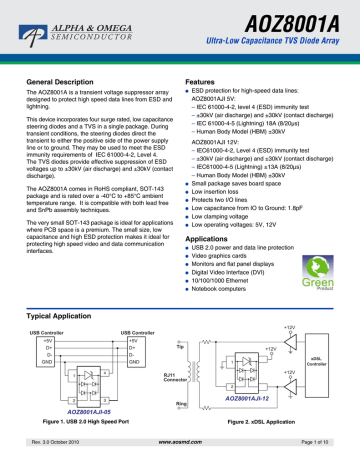Download datasheet for AOZ8001A-05 by Alpha and Omega Semiconductor Download datasheet for AOZ8001A-05 by Alpha and Omega Semiconductor