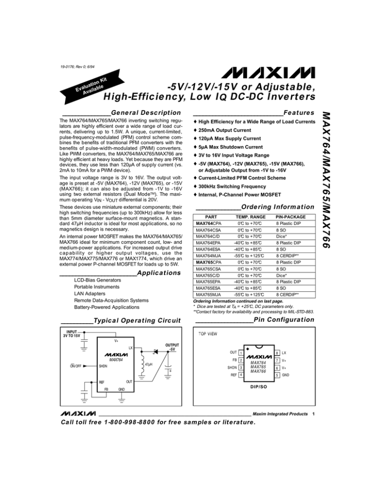 Download datasheet for MAX764 by Maxim Integrated Download datasheet for MAX764 by Maxim Integrated