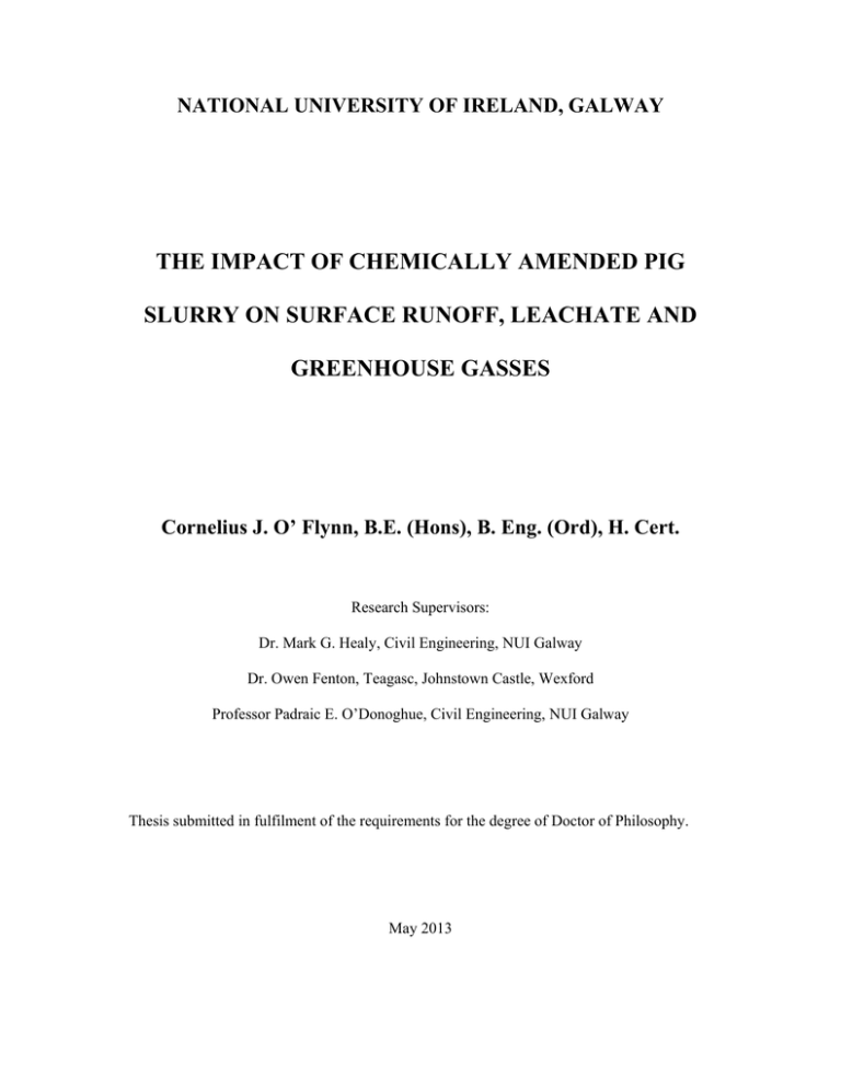 THE IMPACT OF CHEMICALLY AMENDED PIG GREENHOUSE GASSES THE IMPACT OF CHEMICALLY AMENDED PIG GREENHOUSE GASSES