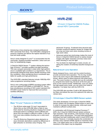 Product Information for HVR-Z5E, PDF Product Information for HVR-Z5E, PDF