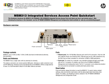 MSM313 Integrated Services Access Point Quickstart MSM313 Integrated Services Access Point Quickstart