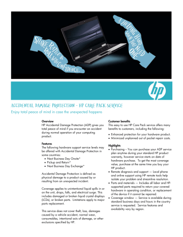 ACCIDENTAL DAMAGE PROTECTION - HP ACCIDENTAL DAMAGE PROTECTION - HP