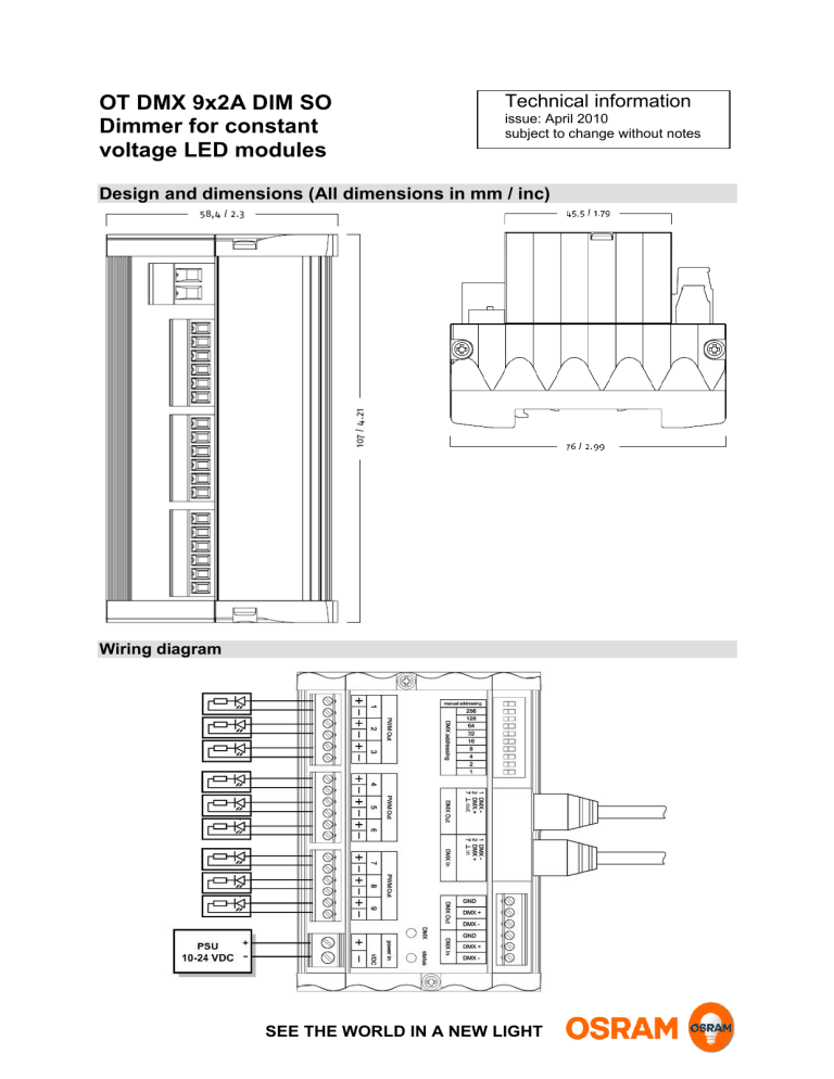 OT DMX 9x2A DIM SO Dimmer for constant voltage LED modules OT DMX 9x2A DIM SO Dimmer for constant voltage LED modules