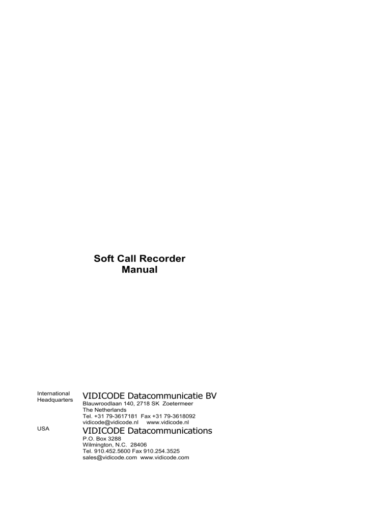 Soft Call Recorder Manual Soft Call Recorder Manual