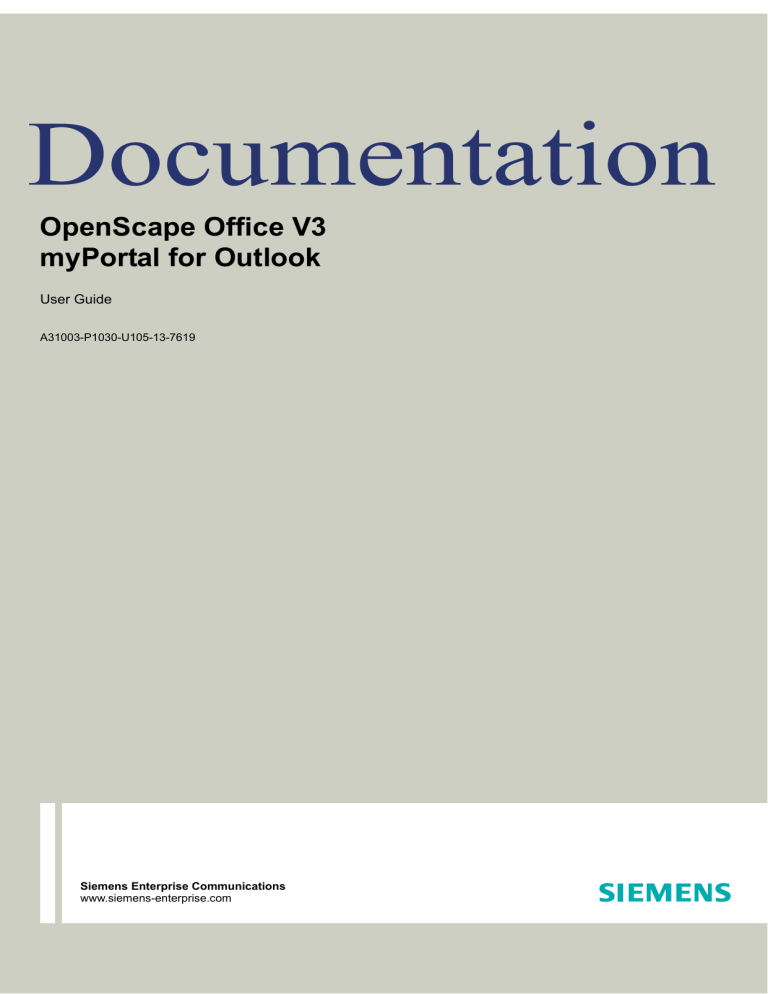 OpenScape Office V3 myPortal for Outlook OpenScape Office V3 myPortal for Outlook