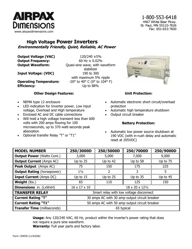 High Voltage Power Inverters High Voltage Power Inverters