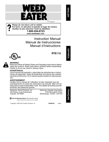 Instruction Manual Manual de Instrucciones Manuel d`Instructions Instruction Manual Manual de Instrucciones Manuel d`Instructions