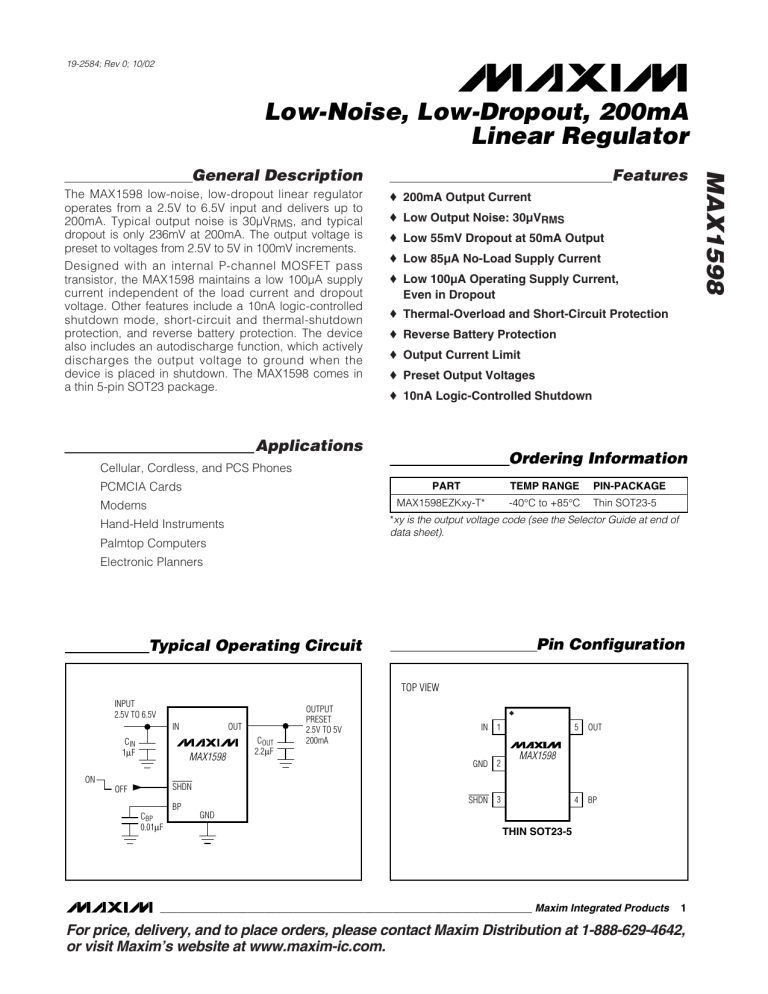 MAX1598 DS - Mouser Electronics MAX1598 DS - Mouser Electronics