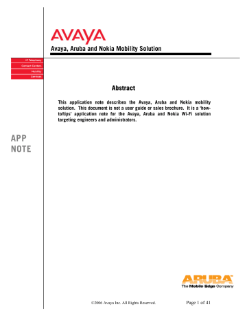 APP NOTE - Avaya Support APP NOTE - Avaya Support
