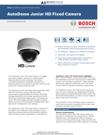 AutoDome Junior HD Fixed Camera AutoDome Junior HD Fixed Camera