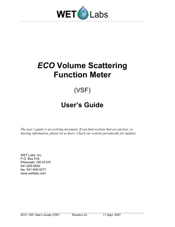 ECO Volume Scattering Function Meter ECO Volume Scattering Function Meter