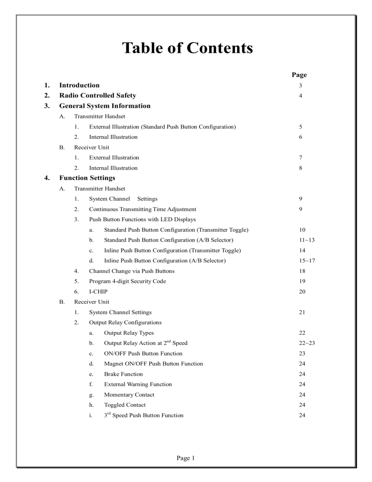 Table of Contents Table of Contents