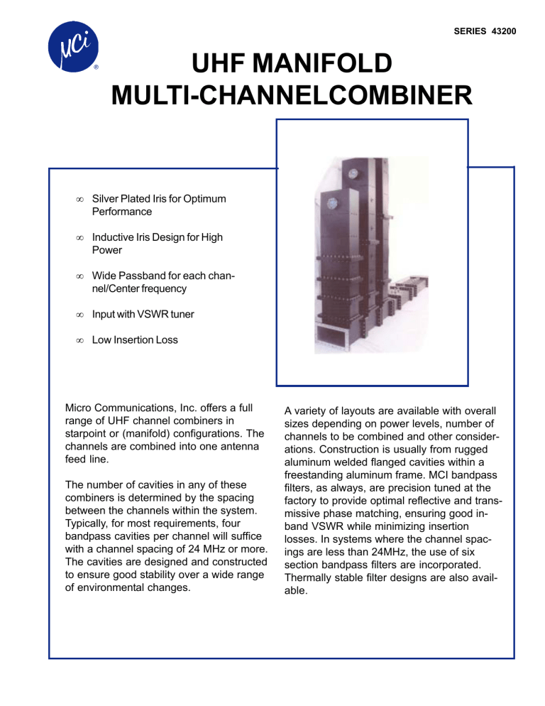 Manifold, Multiple Frequency/Channel Combiners Manifold, Multiple Frequency/Channel Combiners
