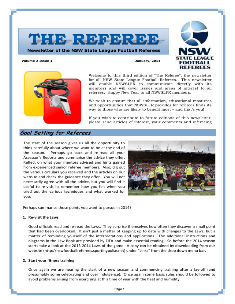 Goal Setting for Referees Goal Setting for Referees