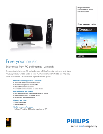 NP2500/37 Philips Network Music Player with FullSound™ NP2500/37 Philips Network Music Player with FullSound™