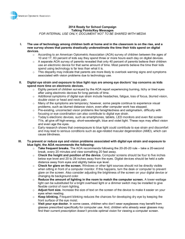 2014 Ready for School Campaign Talking Points/Key Messages 2014 Ready for School Campaign Talking Points/Key Messages