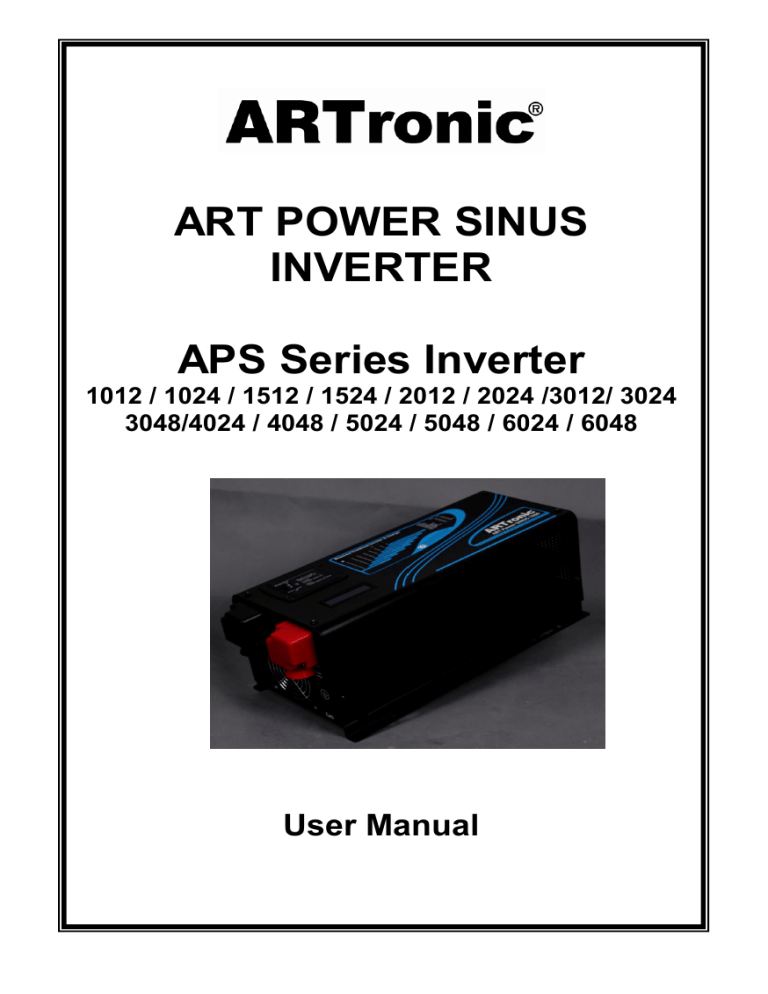 ART POWER SINUS INVERTER APS Series Inverter ART POWER SINUS INVERTER APS Series Inverter