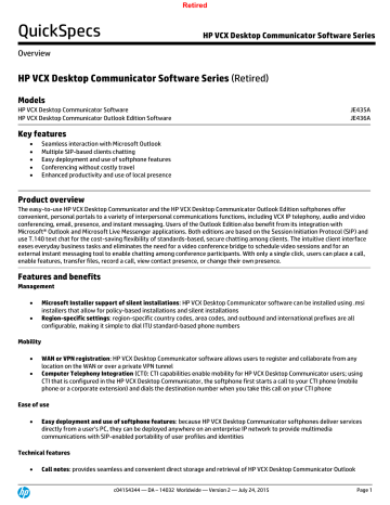 HP VCX Desktop Communicator Software Series HP VCX Desktop Communicator Software Series