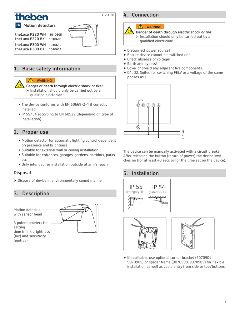 1010606 theLuxa P220 BK_Operating instructions 3.6 MB 1010606 theLuxa P220 BK_Operating instructions 3.6 MB