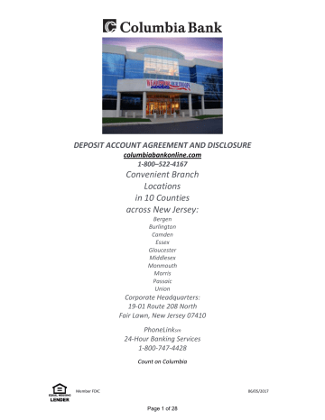 Convenient Branch Locations in 10 Counties across New Jersey: Convenient Branch Locations in 10 Counties across New Jersey: