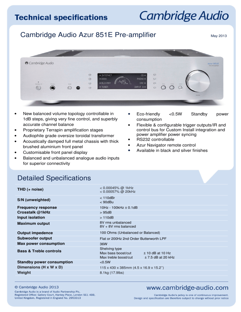851E Tech Spec 851E Tech Spec