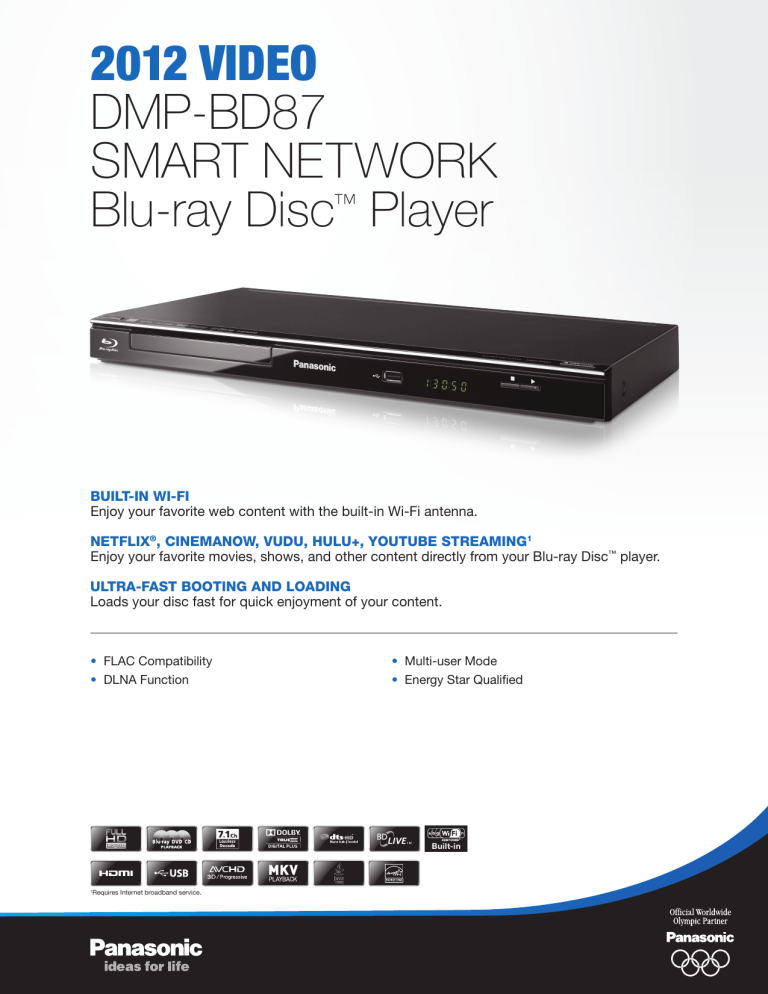 Panasonic DMP-BD87 Specification Panasonic DMP-BD87 Specification