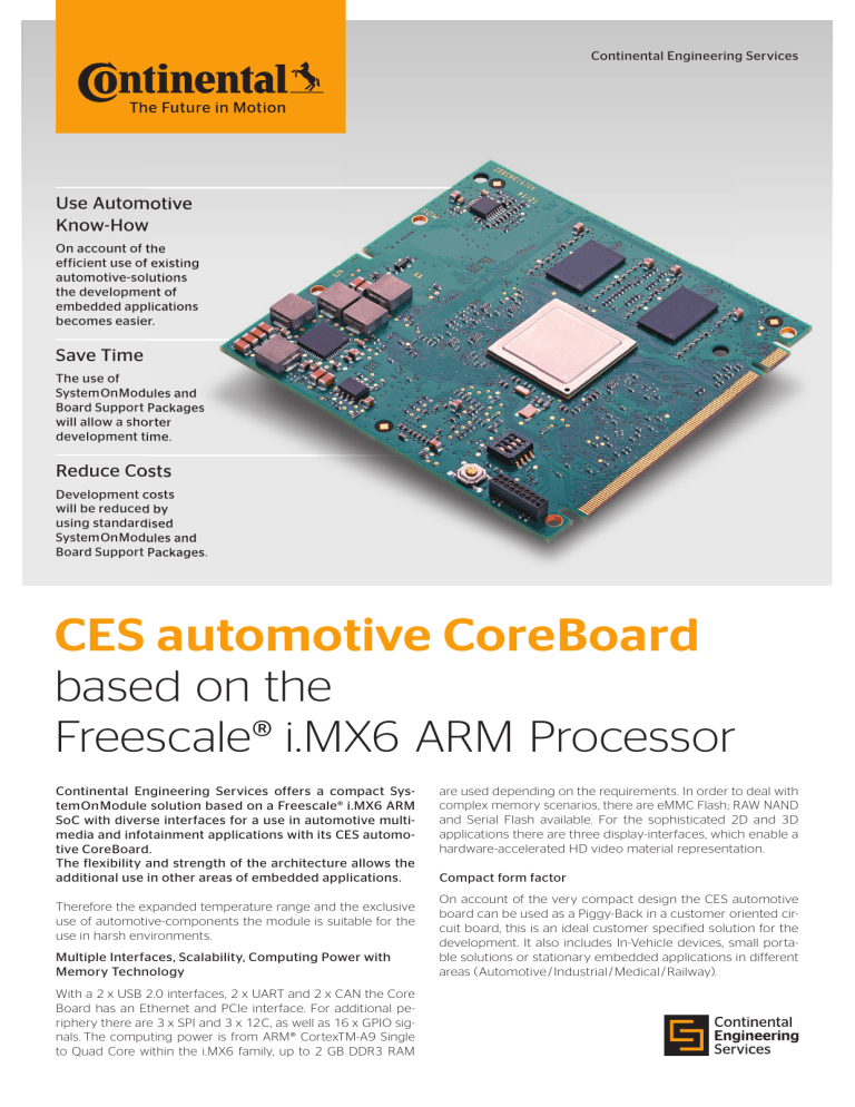CES automotive CoreBoard - Continental Engineering Services CES automotive CoreBoard - Continental Engineering Services