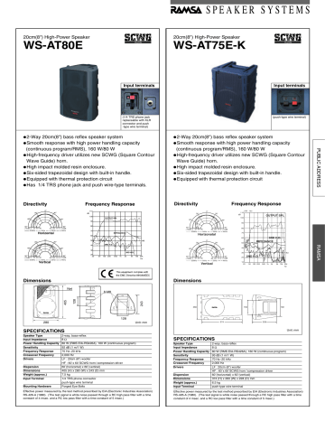 WS-AT80E WS-AT75E-K SPEAKER SYSTEMS WS-AT80E WS-AT75E-K SPEAKER SYSTEMS