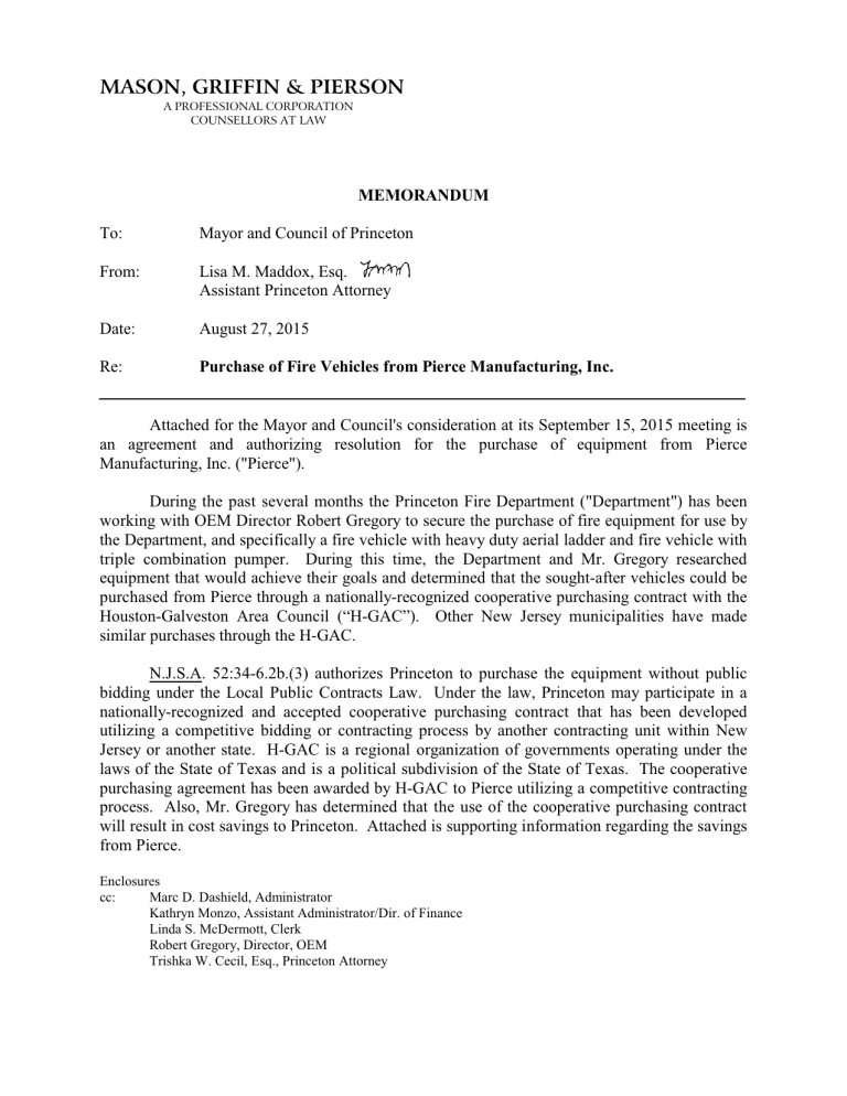 Contract Purchase of Fire Vehicles Contract Purchase of Fire Vehicles